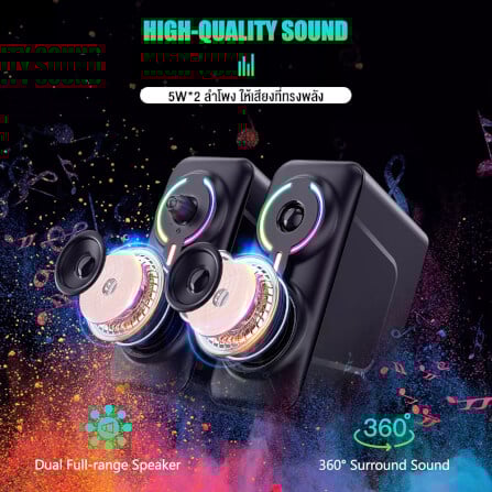 ลำโพงตั้งโต๊ะ ONIKUMA L6 DEKTOP SPEAKER - สีดำ_4